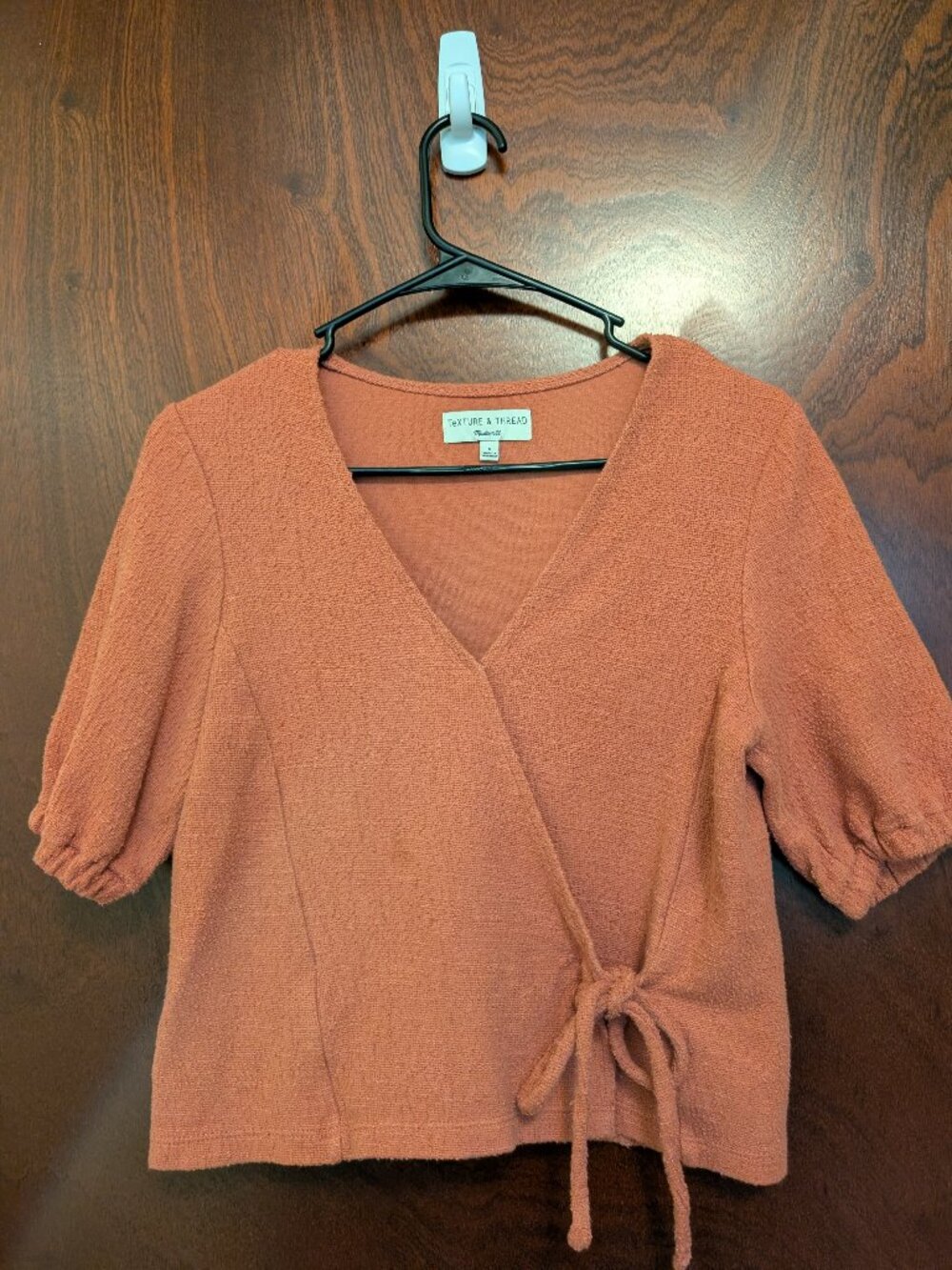 Madewell Puff-Sleeve Wrap Top in Sweet Dahlia